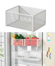 LIFEFAN Magnetic Basket Organizer Holder for Fridge Magnetic Storage Bin Box Containers for Refrigerator Whiteboard Classroom (Small White)