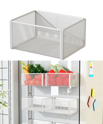LIFEFAN Magnetic Basket Organizer Holder for Fridge Magnetic Storage Bin Box Containers for Refrigerator Whiteboard Classroom (Small White)