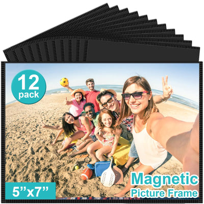 vivinin 12 Pack Magnetic Picture Frame Magnetic Frame with Black Border 5x7 Magnetic Picture Frames Reusable Magnetic Photo Frames Perfect Display Frame