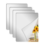 scumio 4 Pcs Wall Mirror Tiles 6 x 9 Inch Self Adhesive Acrylic Square Mirror Flexible Mirror Sheets Wall Stickers Frameless Small Mirrors Wall Decor Set for Bathroom Home Gym Bedroom