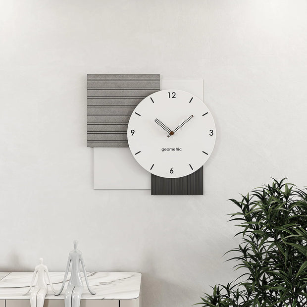 PSYCHE GOD Square Modern Wall Clocks Battery Operated Gray Large Clock for Living Room Art Big Wall Clocks for LivingroomBedroom Office Home-18.5x19.6