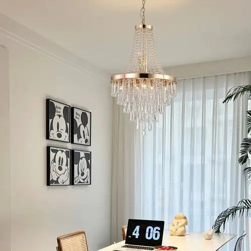 Golden Crystal Chandelier, Large Modern Luxury Chandelier For Living Room, Dining Room, Bedroom, Hallway - Bulb Not Included Unavailable Platforms- Temu