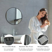 Black Circular Wall Mirror