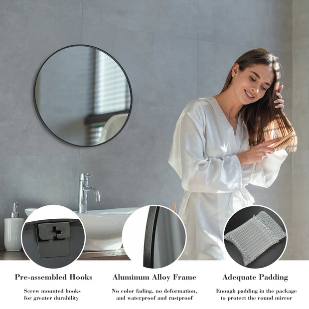 Black Circular Wall Mirror
