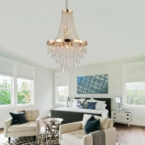Golden Crystal Chandelier, Large Modern Luxury Chandelier For Living Room, Dining Room, Bedroom, Hallway - Bulb Not Included Unavailable Platforms- Temu