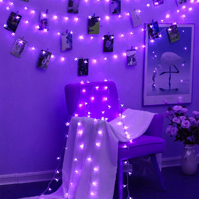 JACUXLSS Decorative Flower String Lights 33ft 100 LED Clear Wire Plug in Fairy Lavender Cherry Blossom Easter Christmas Hanging Decorations Violiet Wedding Party Indoor Outdoor Decorations (Purple)
