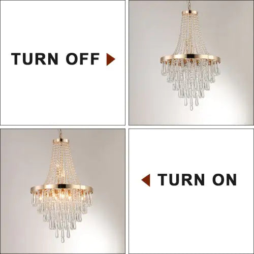Golden Crystal Chandelier, Large Modern Luxury Chandelier For Living Room, Dining Room, Bedroom, Hallway - Bulb Not Included Unavailable Platforms- Temu